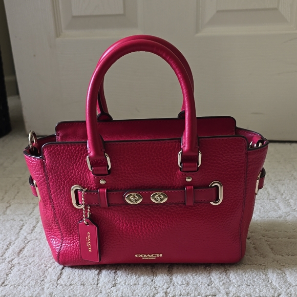 Coach Fuchsia Leather Satchel F37635 Handles 3 1/4 Drop Long Strap 23 Inches - Picture 1 of 4